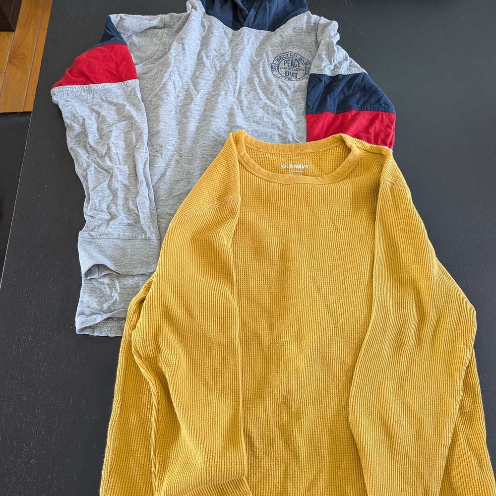 Old Navy Kids 3 Long Sleeve Tees - Gray, Brown and Mustard